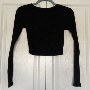 NWOT ZARA Women's Crew Neck Cropped Top, Black, Size: S